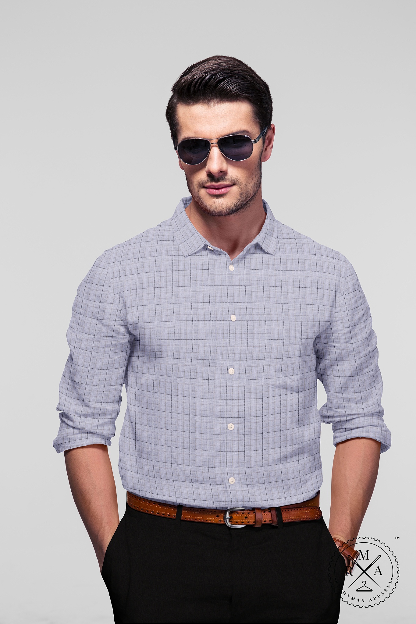 Gray Double Tone Checks Shirt SH368